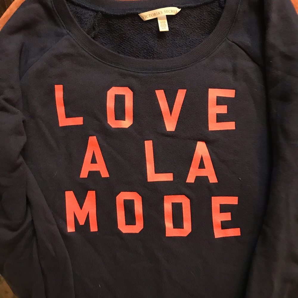 Victoria’s Secret Navy Orange Crew Neck Sweatshirt